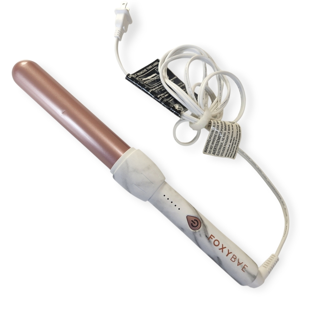 FoxyBae 32mm White Marble Rose Gold Professional Easy to Use Curling Wand